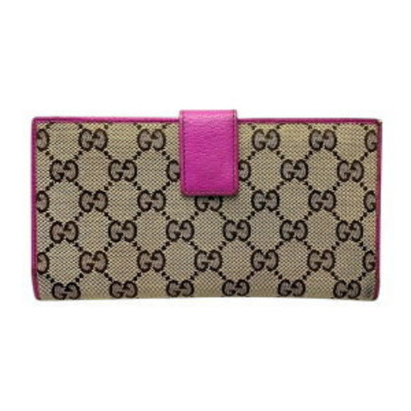 Gucci Flap Canvas Long Double Wallet Purple GG - Picture 1 of 8